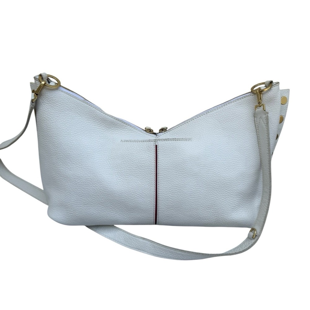 Hammitt Mr. G Large White Pebbled Leather Bag Gold Rivets Red Interior Rare - Picture 2 of 16